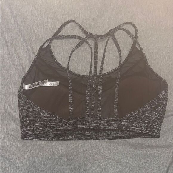 Victoria's Secret Black Heathered Strappy Sports Bra - Picture 2 of 2